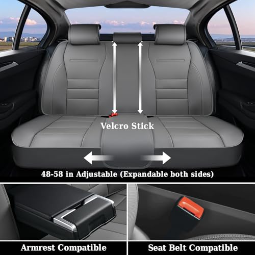 Image of Coverado Front Seat Covers, Car Seat Cover, Gray Seat Covers for Cars, Car Seat Protector, 2PCS Waterproof Faux Leather Car Seat Cushion, Luxury Seat Cushions, Auto Seat Covers Fit for Most Vehicles