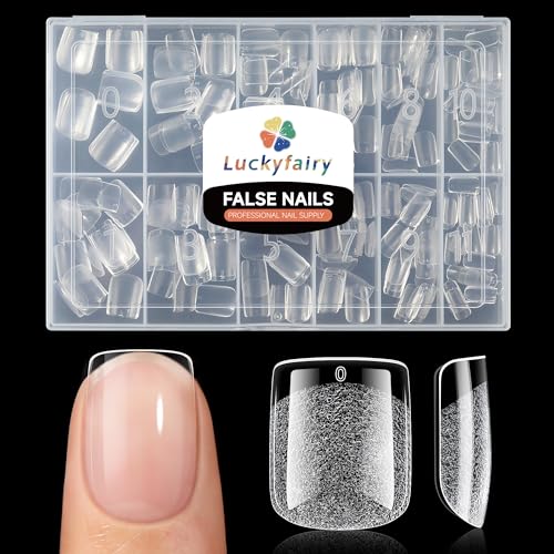 Extra Short Square Fake Nails, Soft Gel Pre-Shaped Acrylic XS Sho...