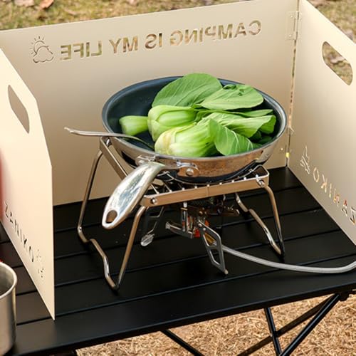 Moliuoly Parabrisas plegable de aleación de aluminio de 3 piezas, resistente al calor, con bolsa de transporte, 45 x 35 cm, para cocinar al aire libre, senderismo, picnic y barbacoa al aire libre