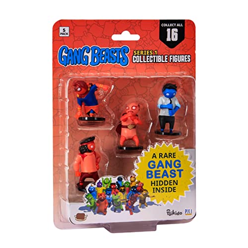 Figuras de acción de Gang Beasts | Paquete de cinco | Figuras de 2.5 pulgadas para niños. Juguetes de superhéroes para niños y niñas. Colecciona 16 mini juguetes | 1 personaje raro oculto oficial de