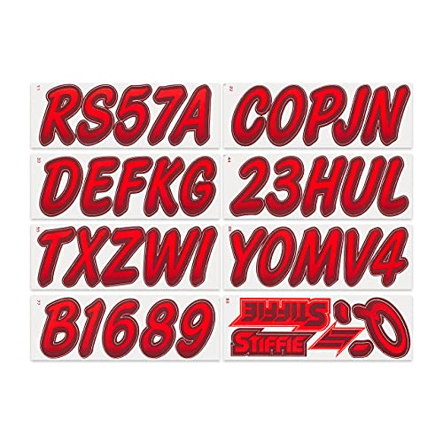 Image of STIFFIE Whipline Red /Burgundy 3 inch Boat & PWC Registration Decals • Numbers Letters Stickers
