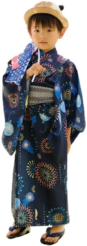 Jinbei kids Yukata Boys Children's Junior 2-Piece Set Obi Japanese Style Clothes Boys 100-140