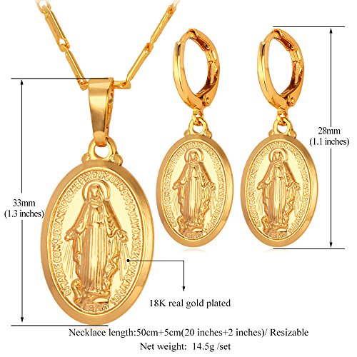 U7 Earrings for Women 18K Gold Plated Virgin Mary Dangle Earrings for Women Christian Jewelry3