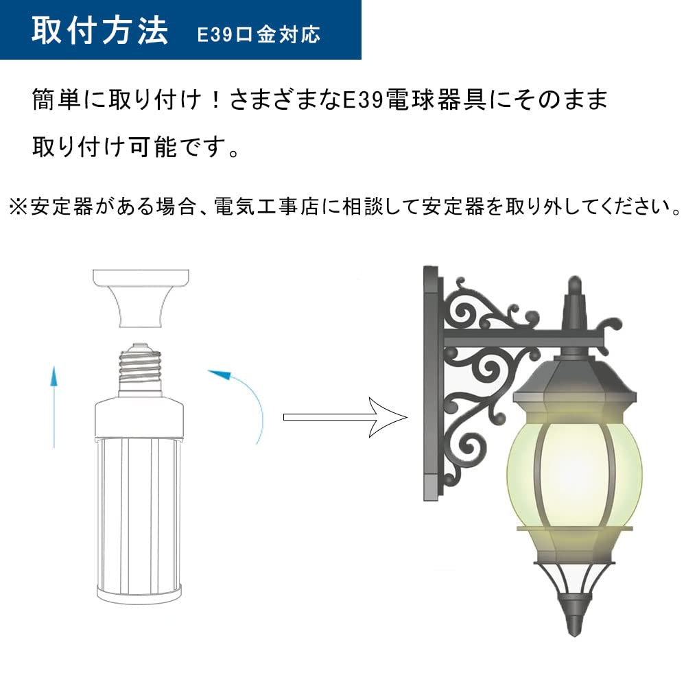 Amazon | LEDコーンライト 軽量型 80W 12800lm コーン型水銀灯 E39口金