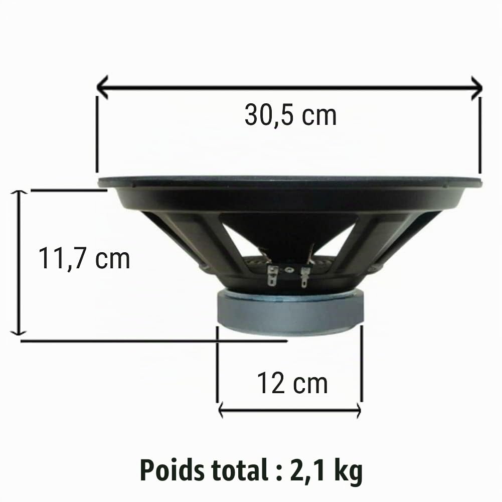 WEB 1 W-128 Haut-Parleur woofer 30,00 cm 300 mm 12" 125 Watt rms 250 Watt Max avec impédance 8 ohm Maison Disco sensibilité 94 DB spl, 1 pièce