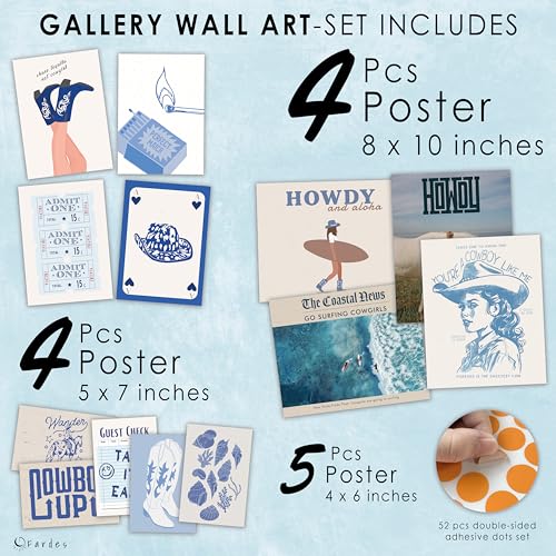 Image of Coastal Cowgirl Room Decor Aesthetic, Coastal Granddaughter Decor, Beachy Western Room Decor Aesthetic, Beach Wall Art Prints, Blue Preppy Decor for Teen Girls Bedroom Decor, Coastal Cowgirl Decor