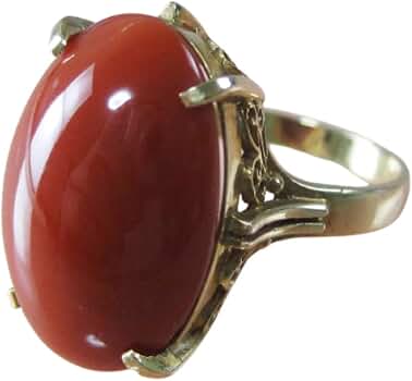Amazon | [匠の工芸館] 血赤珊瑚 指輪 18金イエローゴールドの