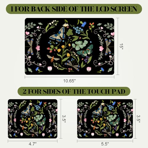 Image of 13 inch 13.3 inch 14 inch 15 inch 15.4 inch 15.6 Inches Laptop Skin Sticker Netbook Decal Vinyl Reusable Notebook Art Protector Cover, Personalized Skin, Dragonfly Butterfly Flower
