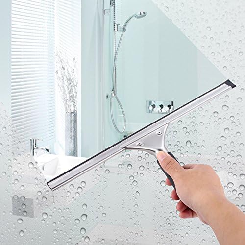 GWCLEO Shower Squeegees, Stainless Steel Wiper Window Squeegees for Car Floor Bathroom Mirror Wiper Windows Glass Wiper,Window Cleaning with Blades 35CM(14")
