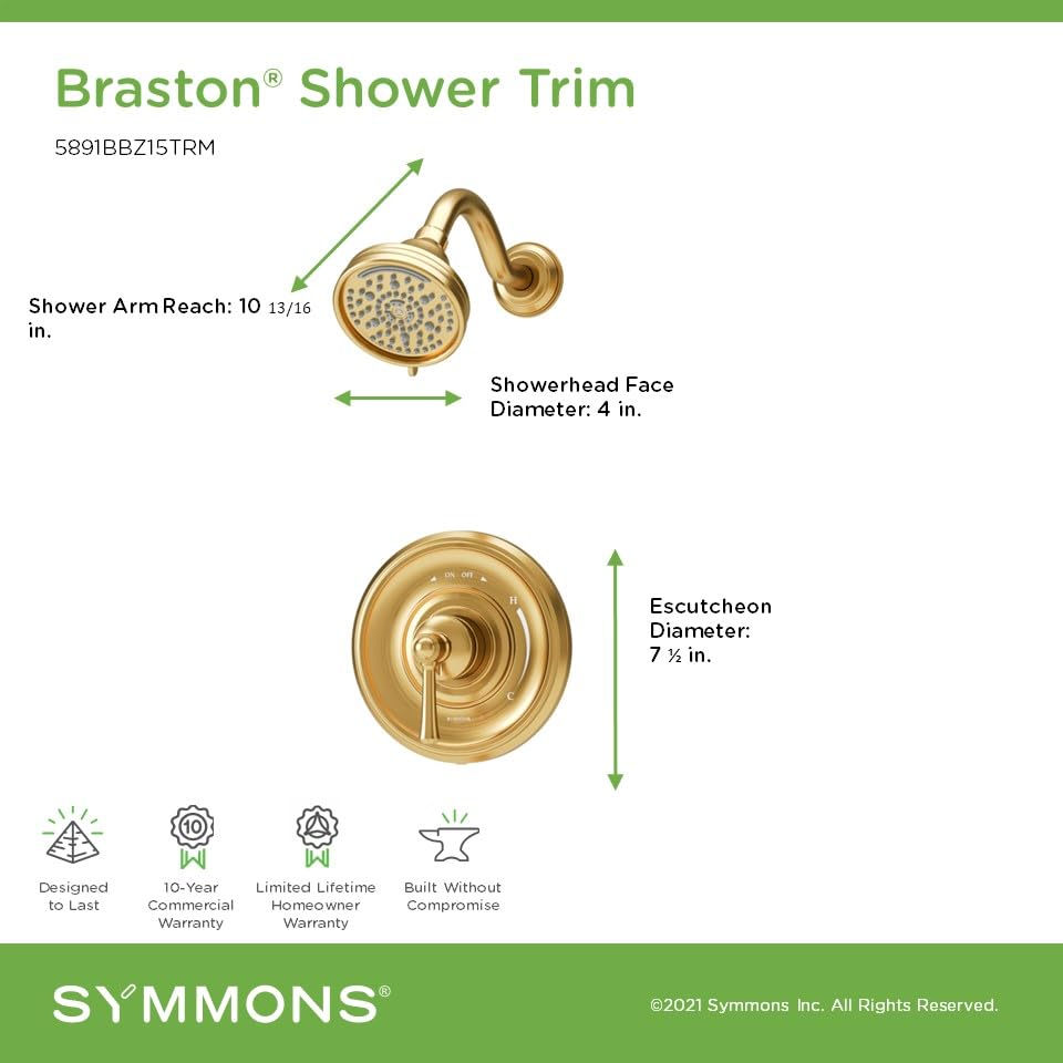 Symmons Braston HydroMersion Multi Spray Kit de Ducha con Mango Único | Acabado Bronce Cepillado con Control de Volumen - 1.5 GPM 5891BBZ15TRM miniatura 3