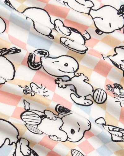 Image of COCO BRANDS Peanuts Snoopy Womens Pajama Set - 2 Piece Short Sleeve Button Down Sleep Shirt and Pajama Shorts