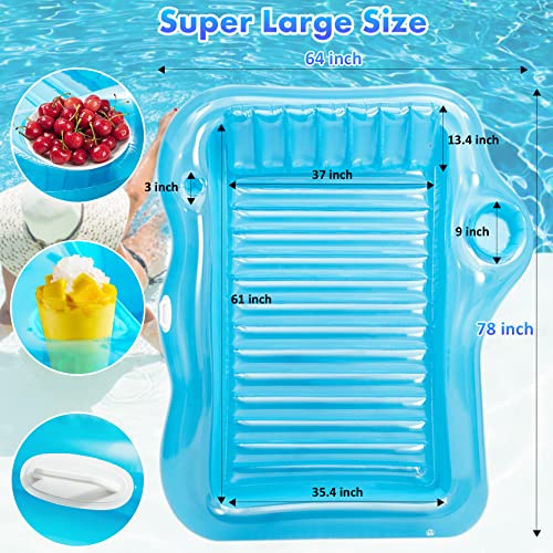 Ozuler Pool Floats With Fruit Bowl And Cup Holder, Large Inflatable Tanning Pool Floats Adults Size 78"X64" For 1-2 Adults With Pillow, Pool Lounger Float For Adult Kid Blow Up Pool Raft Suntan Tub #TOP1