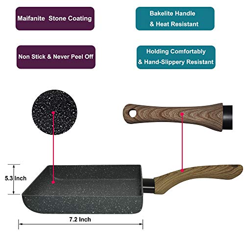 Ibbm I Will Be Your Best Memory Tamagoyaki Japanese Omelette Pan/Egg Pan - Non-Stick Coating - Rectangle Frying Pan Mini Frying Pan – Grey #TOP1