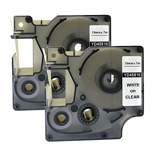 Neouza 2pk Compatible pour DYMO D1 Standard Label Tape 3/10,2 cm X 23 '19 mm x 7 m White on Clear 45810