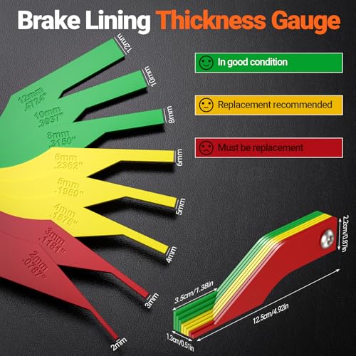 Image of Preciva Tire Tread Depth Gauge & Brake Lining Gauge Set, Digital Tire Depth Gauge with Large LCD Display and in, MM, F Conversion, for Tread Depth, Brake Shoe and Pad Wear