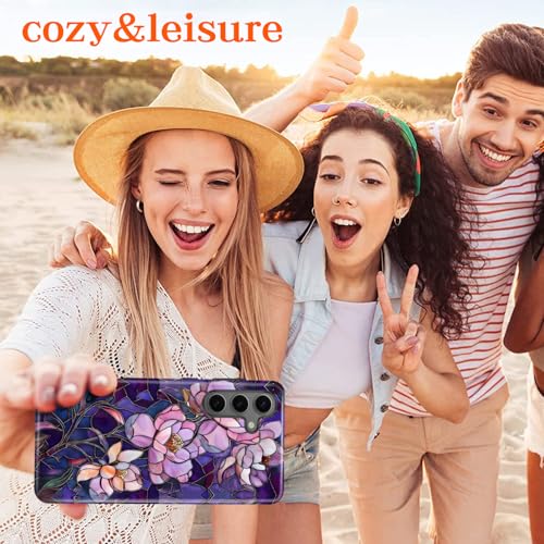 Coque Samsung Galaxy A57 robuste antichoc et verre fleur violette - 5