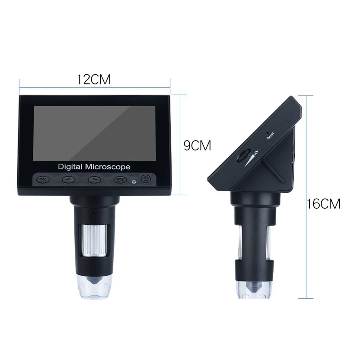 mikroskop cyfrowy LCD, powiększenie 50X-1000X z 8 regulowanymi diodami LED, mikroskop monet z wyświetlaczem 4,3 cala do lutowania PCB, dorosłych i dzieci