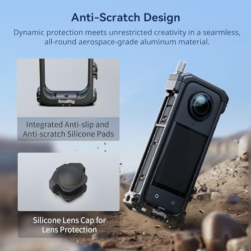 SMALLRIG-Cage-for-Insta360-X4-Aluminum-Protective-Case-for-Insta360-X4-with-Silicone-Lens-Cover-Built-in-Cold-Shoe-and-14-20-Anti-Deflection-Threaded-Hole-4278