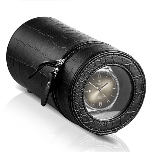 Single Watch Winder for Automatic Watches – Silent Motor, Battery and AC Adapter Powered, 2 Rotating Modes, Portable Watch Winders with Acrylic Window – Automatic Watch Winder Box for Men & Women