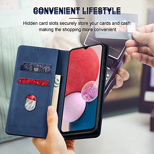 Image of Jasonyu Flip Wallet Case for Samsung Galaxy A13 5G /4G /A04s,Blue