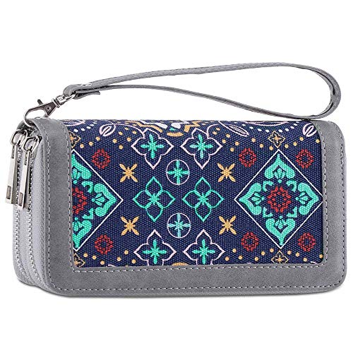Image of XEYOU Double Zipper Long Clutch Wallet Cellphone Wallet for Women with Removable Wristlet Strap for Credit Card, Cash, Coin, Bill