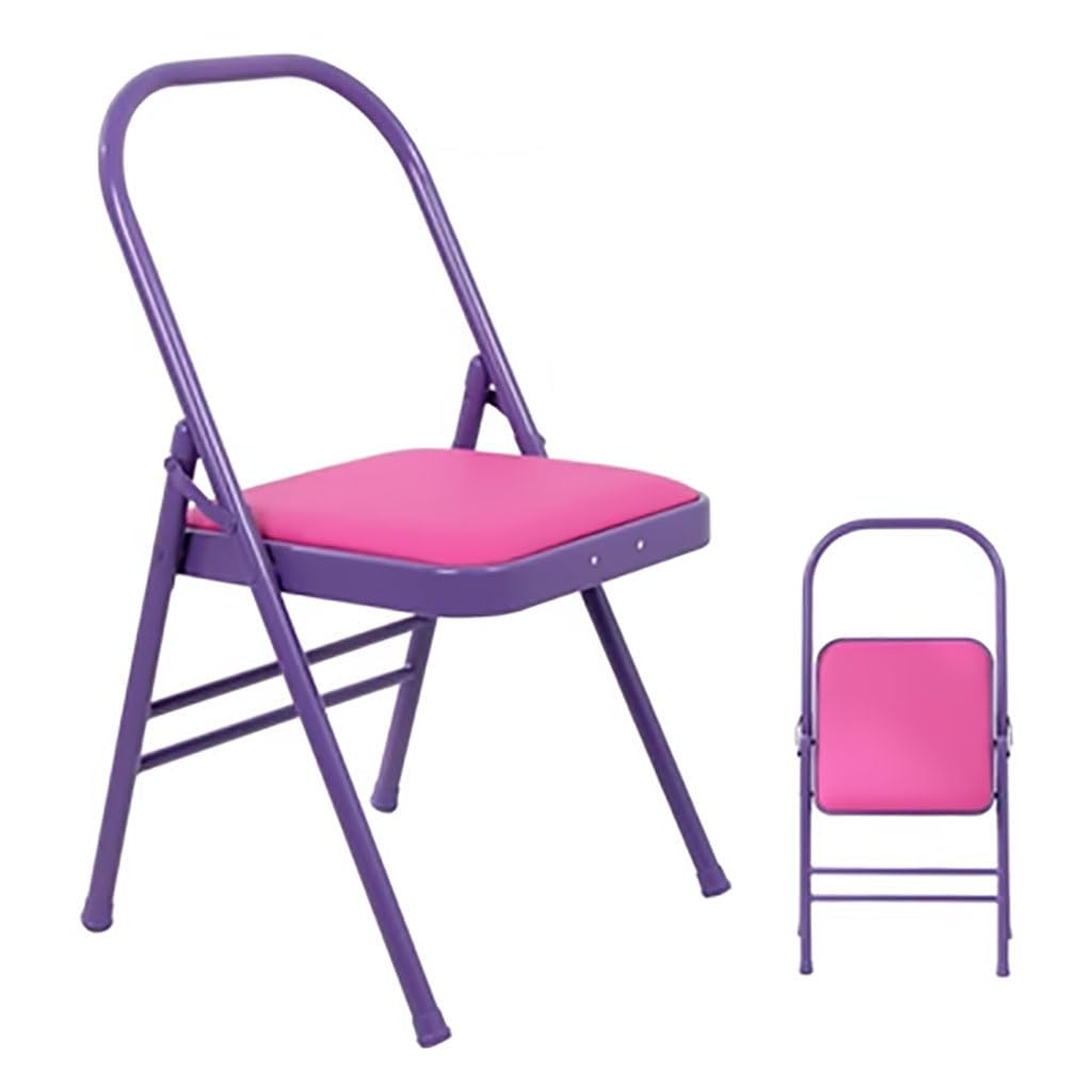Chaise de yoga avec support lombaire – Structure en métal pliable pour Iyengar et Pilates – Chaise d'inversion durable et confortable