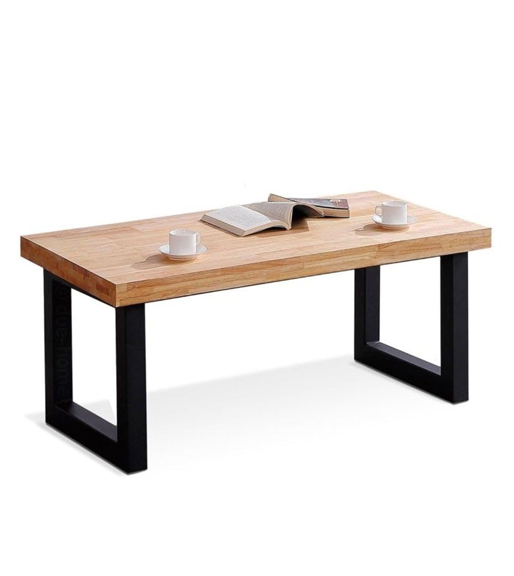 Mesa Centro Elevable Darek 120x60x47,5 cm – Tablero Madera Roble y Patas Metálicas en ‘U’, Estilo Industrial para Salón o Sala de Espera en Color Roble Nordish y Patas Negras