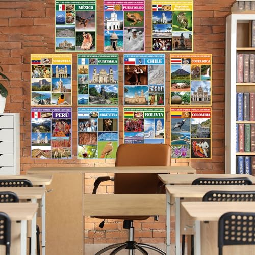 21 pósteres de países de habla hispana Funrous para decoración de aula y tableros de profesores 5