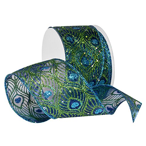 Morex Ribbon Wired Nylon Trumpeter Ribbon, 2-1/2"" x 20 yd, Turqu...