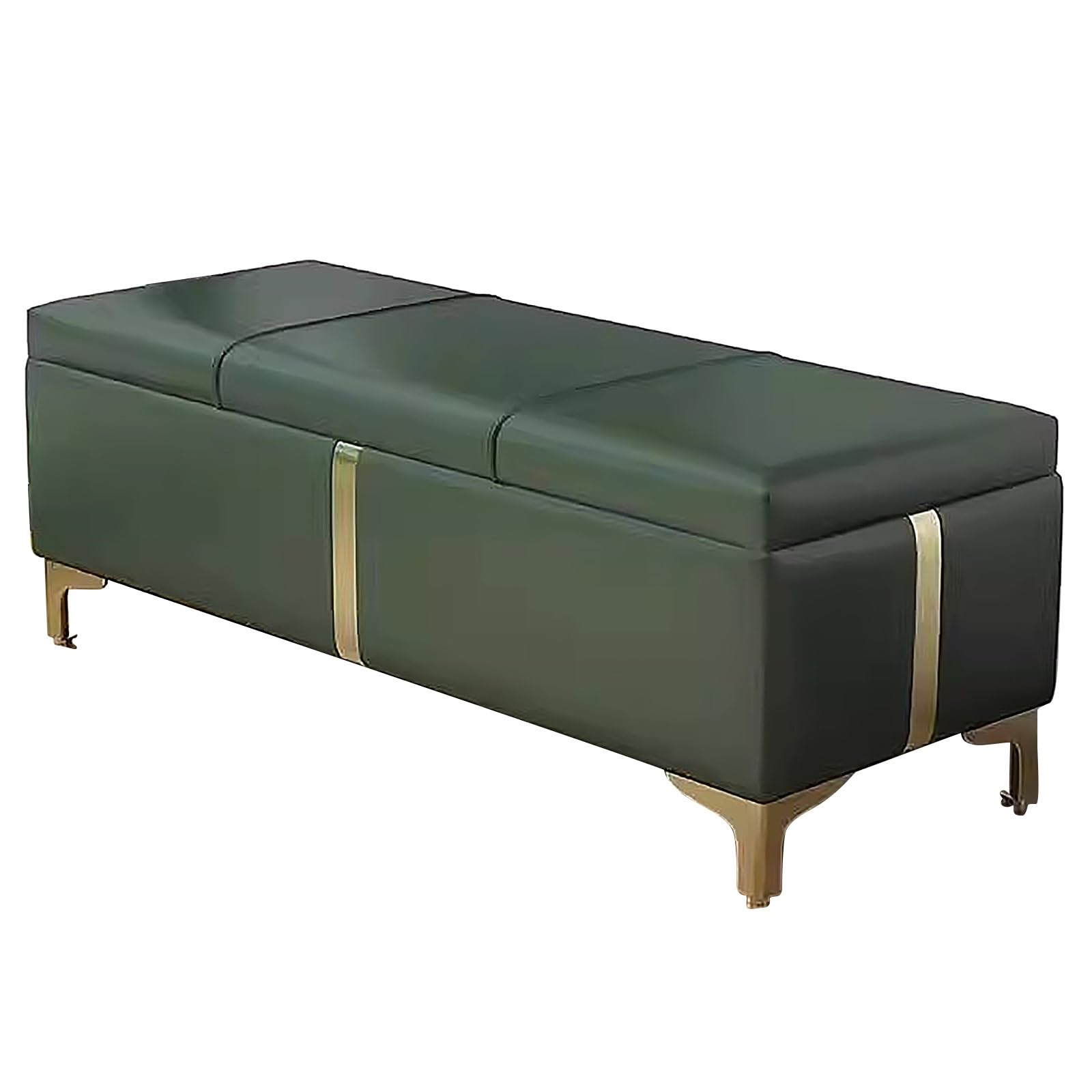LMMIAOZ Modern Green Storage Bench 39.3in - Stylish Stool for Bedroom Entryway Living Room & Office - Space-Saving Home Décor Accent & Multi-Functional Furniture