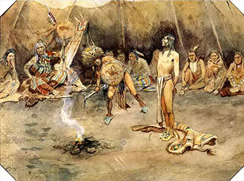 Peinture à l'huile Charles Marion Russell Amérindiens fait main par professeurs d'art