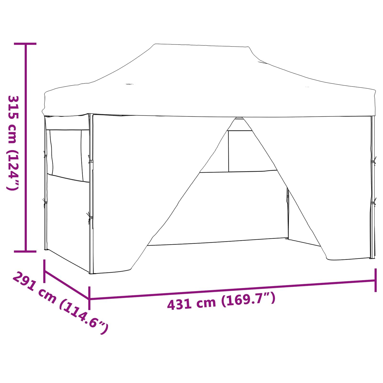 Party-Zelt Blau 291 x 431 x 315 cm Oxford-Stoff mit Pop-up Design, Gartenzelt Faltzelt Festzelt für Terrasse Outdoor Event