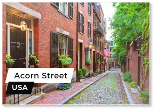 Acorn Street Beacon Hill Cobblestone Boston, Fridge Magnet