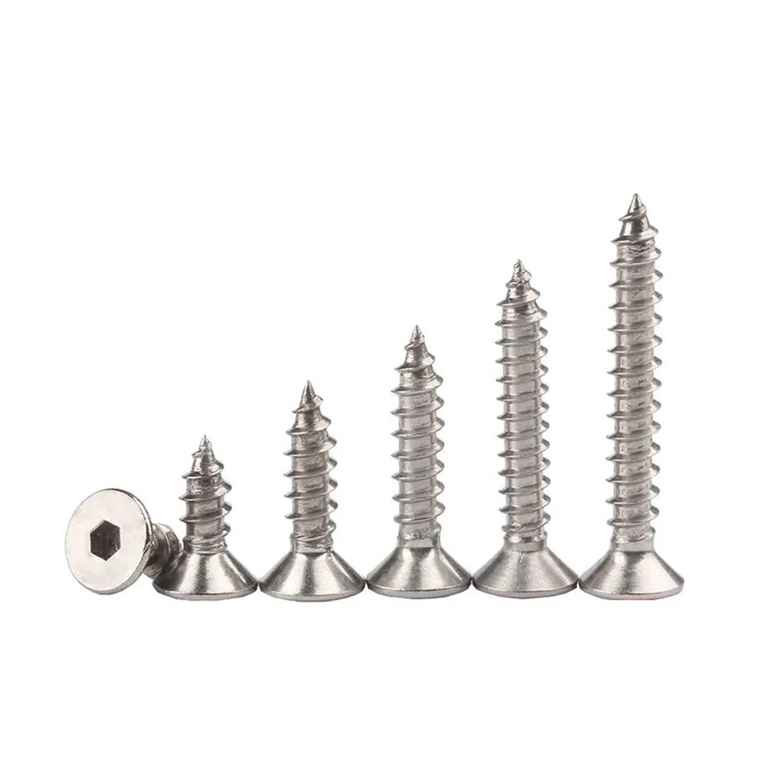 Tornillos Tornillos autorroscantes Tornillo de ace Tornillos autorroscantes de cabeza avellanada hexagonal plana de acero inoxidable 304 M3 M4 M5 M6 M8 6 8 10 20 30 40 50 mm de longitud(M5x16mm 20pcs)