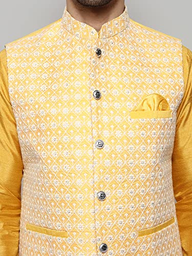 Image of Uri and MacKenzie Men's Silk Blend Kurta Pajama with Designer Ethnic Nehru Jacket /Modi Jacket