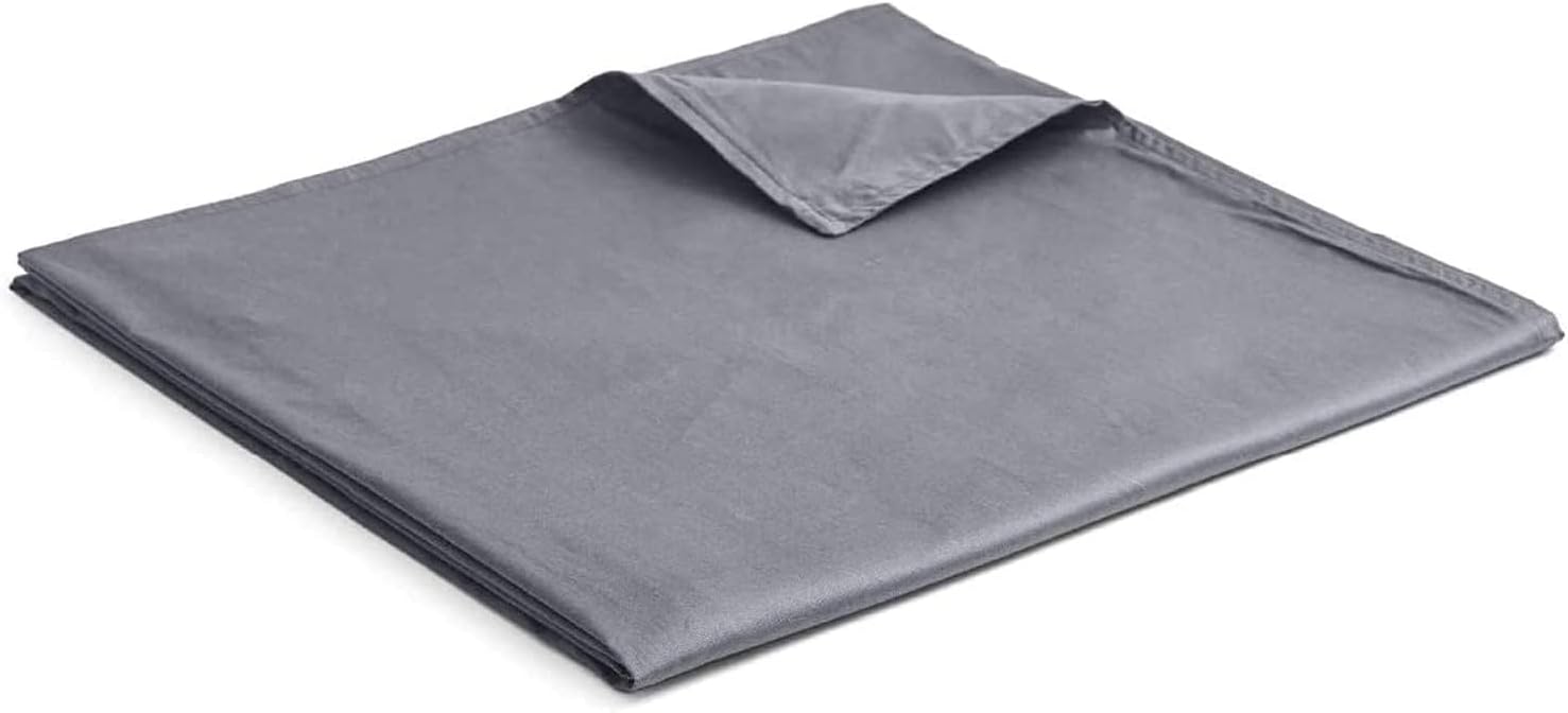YnM Exclusive 15lb Weigthed Blanket with Cotton Duvet Cover Bundle,Ideal for Queen or King Bed(60x80 Inches, Dark Grey)