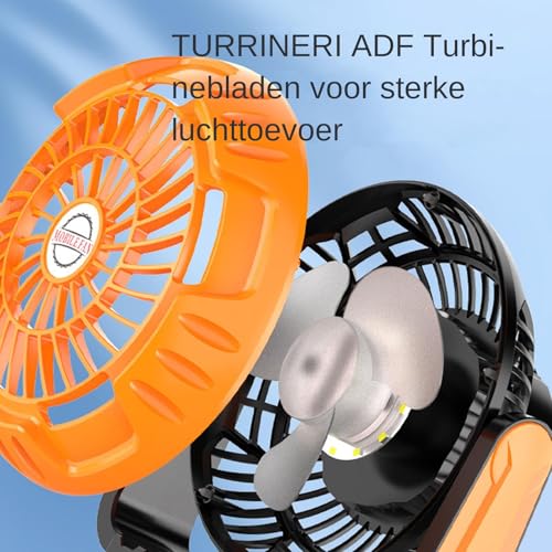 Ventilador de camping con luz LED, gancho portátil e impermeable para viaje 7