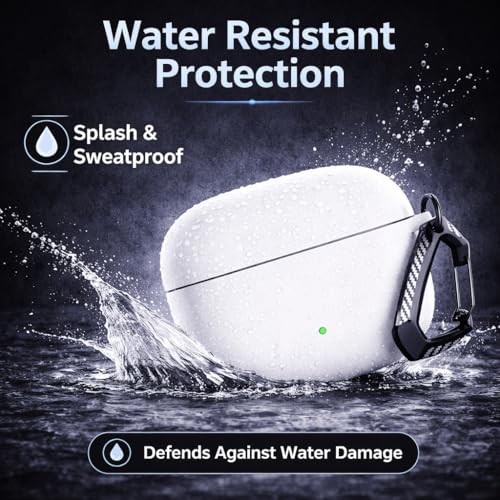 Image of Anvique Silicone Case Cover for Oneplus Nord Buds 4 Pro, Scratch Resistance, Shock Absorption, with Premium Carabiner (White T)