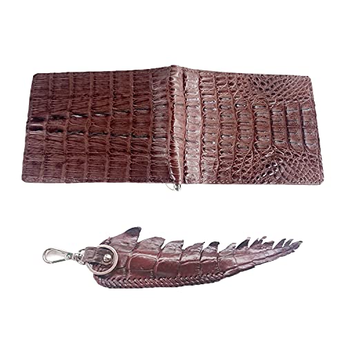 Julie Genuine Real Tail Crocodile Alligator Skin Leather Banknote Clip Dark Brown Wallet, Width : 11.5 cm. Height : 9.5 cm. Depth : 1.5 cm.