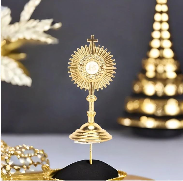 Miniatura 6 de Pssopp Decoración de mesa católica, material de aleación, forma de sol, exquisita artesanía, estatua de comunión cristiana, adorno para decoración