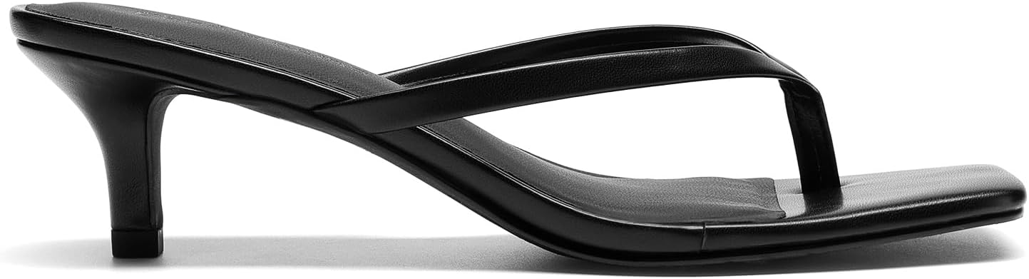 DREAM PAIRS Kitten Heels for Women Flip Flop Low Heels Square Open Toe Sandals Thong 1.96 Inch Heeled Sandals for Summer Vocation - Image 3