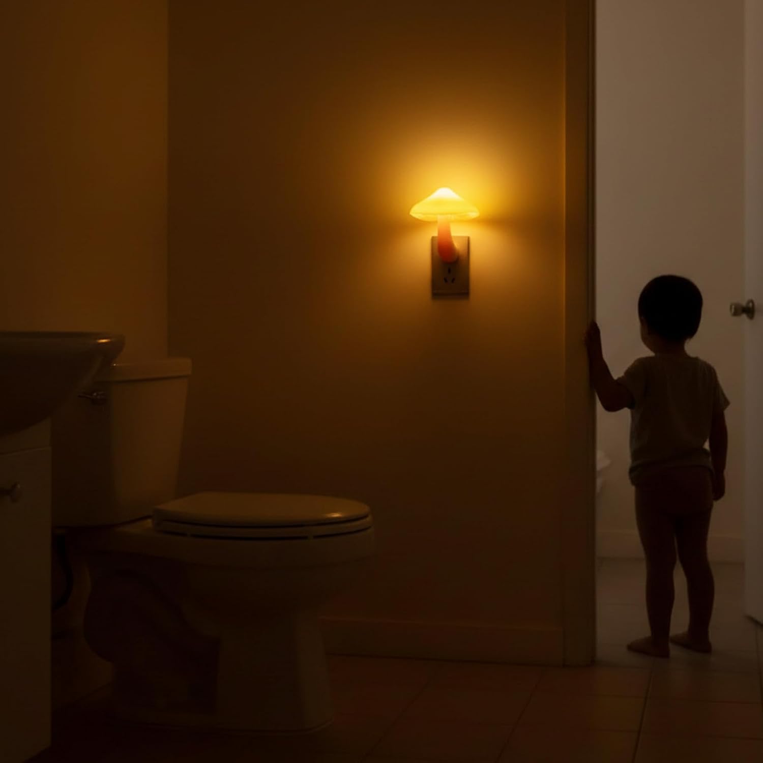 LED Mushroom Night Light Plug in Lamp, 4 Pack Light Sensor Night Lights Plug into Wall, Dusk to Dawn Soft Warm Yellow NightLight for Adults Kids Room Bedroom Bathroom Hallway Kitchen image 4