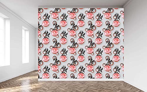 Image of CABANA HOMES Wall Stickers Botanical DIY 3D Flower Wallpaper for Decals (45 x 125 cm, 2 Rolls) (12 sq. ft) Decorative Self Adhesive Home Decor Bedroom Living Room Drawing Room, Grey