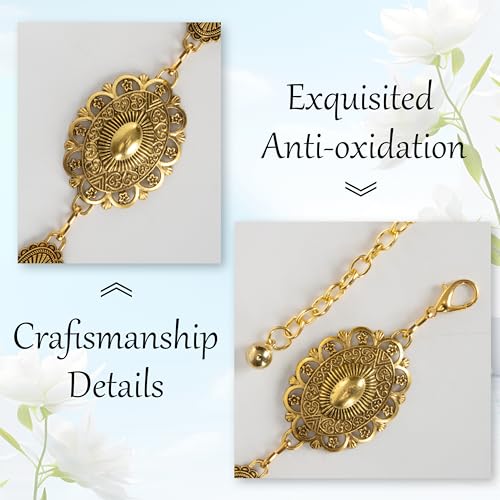 Women-Western-Oval-Concho Chain-Belt - Adjustable-Boho-Metal-Waist Chain-Belt-Country-Cowgirls Belts for Dress Jeans3