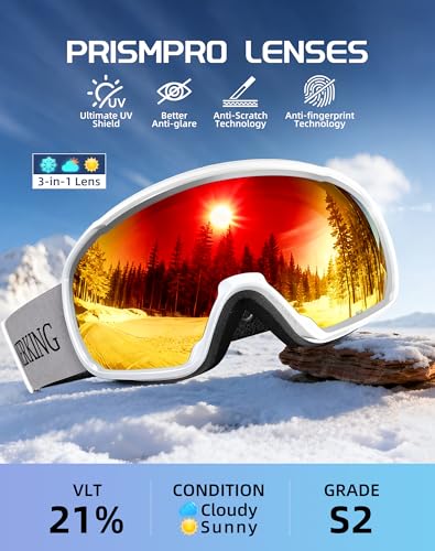 Image of Innerking OTG Ski Goggles, Anti-Fog Snowboard Goggles for Men & Women | SGS-certified anti-fog lenses, OTG over-glasses design, UV protection, and helmet compatibility