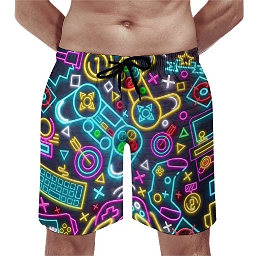 Video Game Art Gaming Mens Swim Trunks Quick Dry Beach Shorts Mesh Lining Swimwear Bathing Suits with Pockets - Main Image