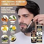 Beard Growth Oil for Men, 100% Natural Beard Oil with Argan Oil, Jojoba Oil, Castor Oil - 3.38 FL/100ML Fresh Fragrance Beard Conditioner Softens, Nourishes,Strengthens, Promotes Beard Growth - Image 2