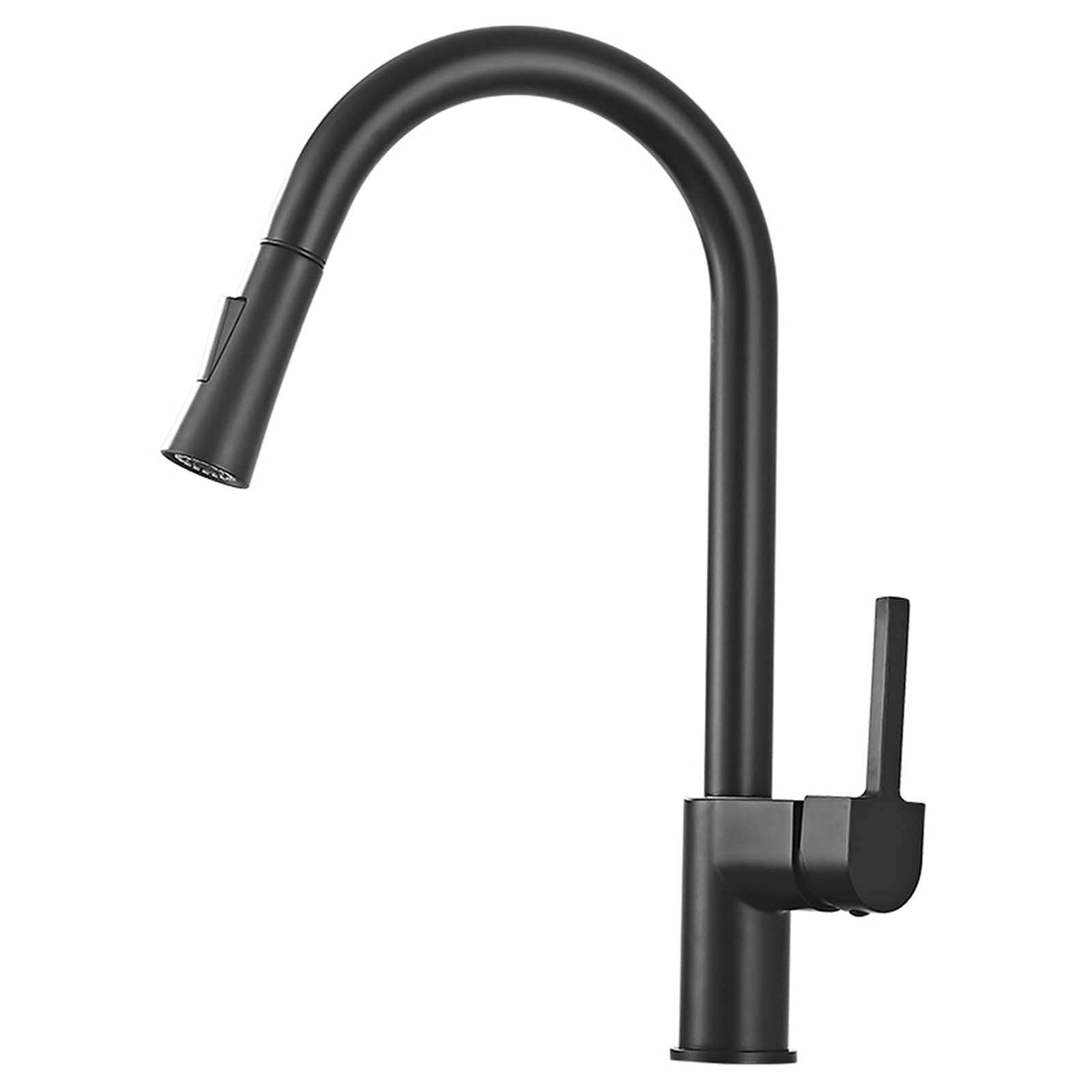 Yjyjy Black Down High Arc Single Handle Sink Faucet With Function Pull Out Sprayer, Solid Brass 360° Swivel Kitchen Hot And Cold Water Mixer Tap