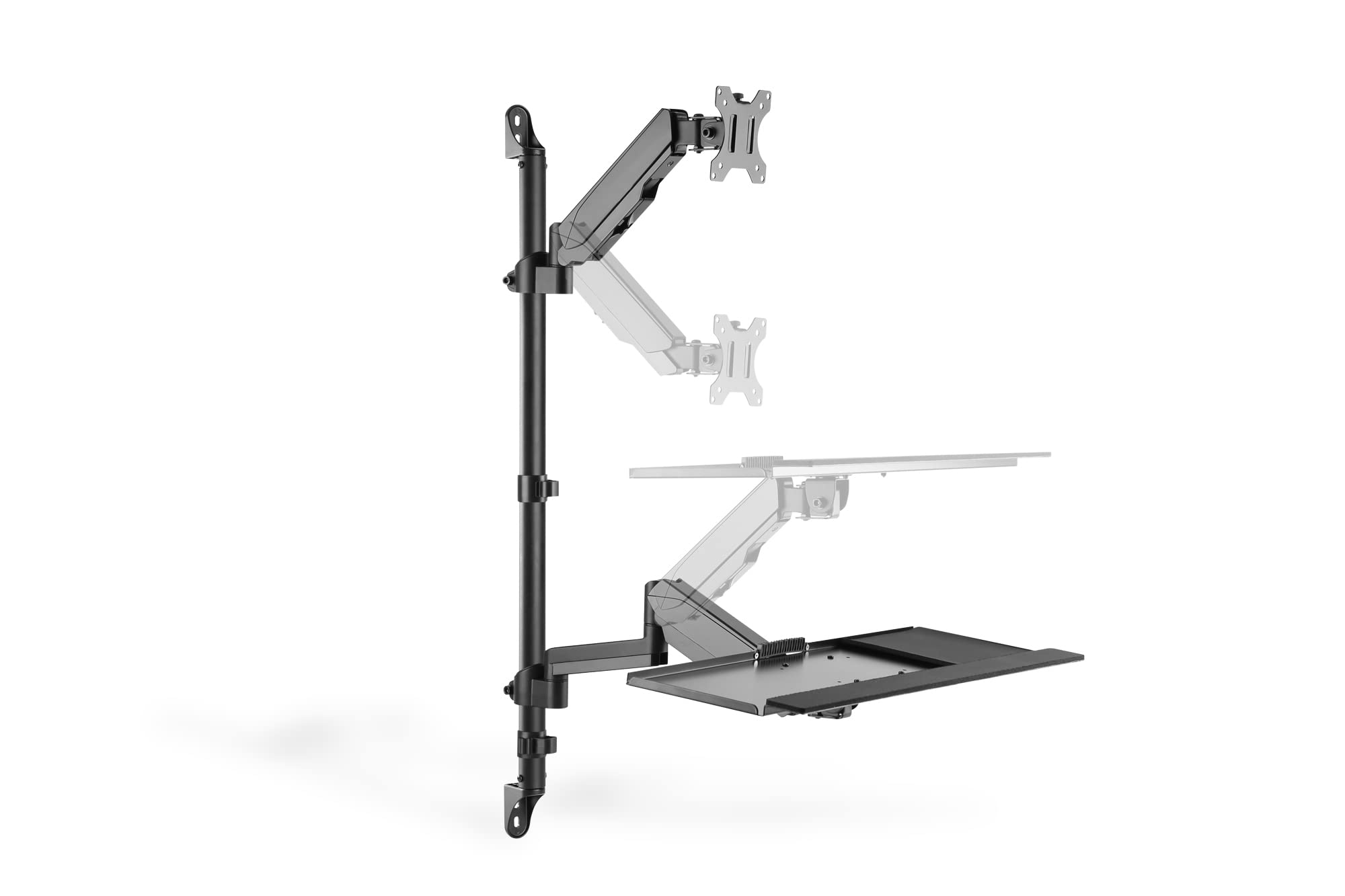 DIGITUS Soporte para monitor y bandeja para teclado y soporte para PC - Soporte de pared- 1 monitor - Hasta 32 pulgadas - Negro