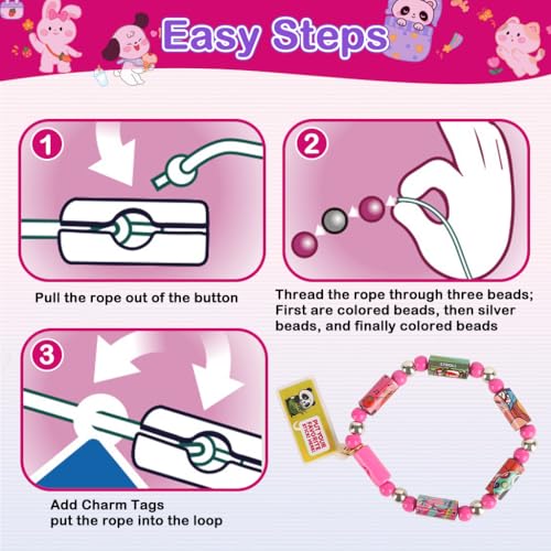 Image of PATPAT 240Pcs DIY Sticky Rolls Bracelet Kit, Fun Sticker Roll Bracelet for Girls Stylish with 240 Mini Stickers, Assorted Beads & Charms, Friendship Bracelet Making Set Birthday Gift for Kids